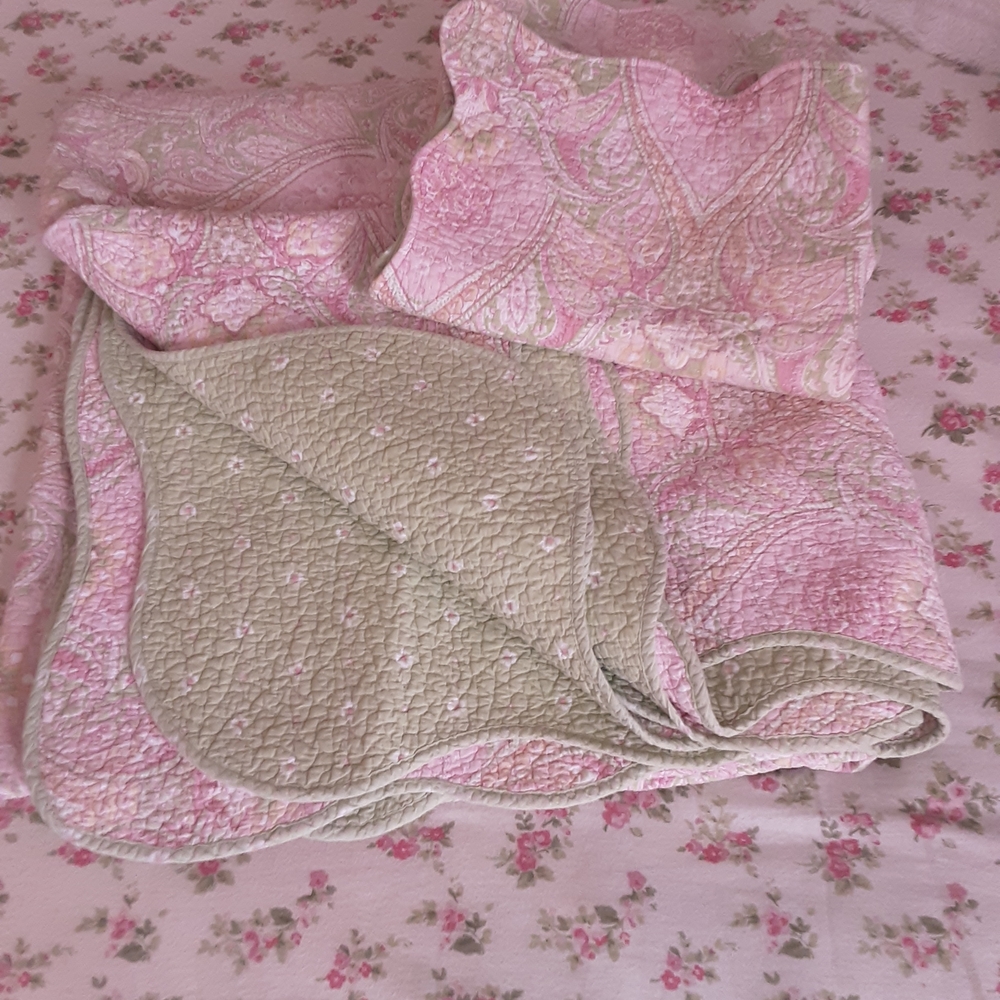Paisley Pink and Green Quilt Set
